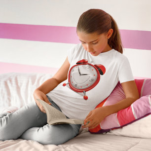Camiseta de niñas de reloj despertador rojo