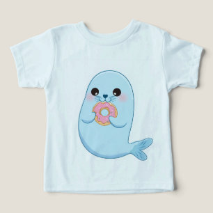 Camiseta de niño con foca azul linda