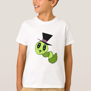 Camiseta de niño con gusano difuso con sombrero
