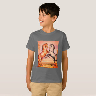 Camiseta de niño de caballos de época