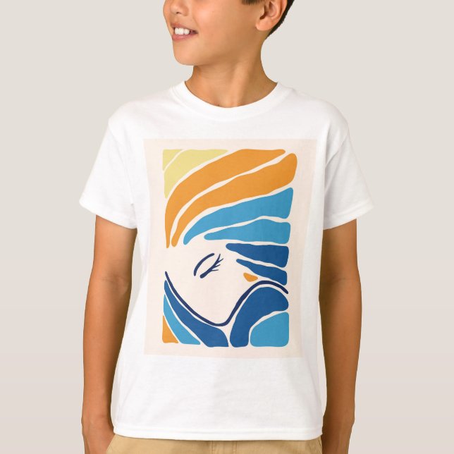 Camiseta de niño de cara abstracta moderna - Línea (Anverso)
