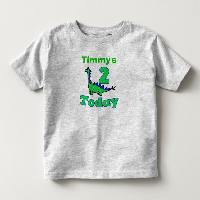 Camiseta de niño de cumpleaños de Dinosaurio Verde (Anverso)