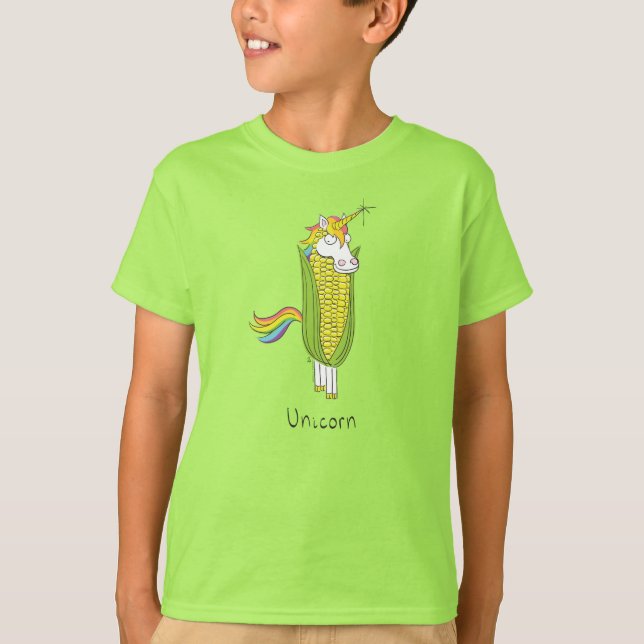 Camiseta de niño de maíz divertida de Unicorn (Anverso)