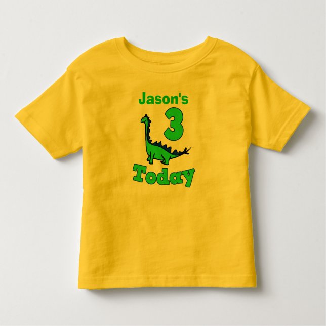 Camiseta de niño de tercer cumpleaños de Dinosaur (Anverso)
