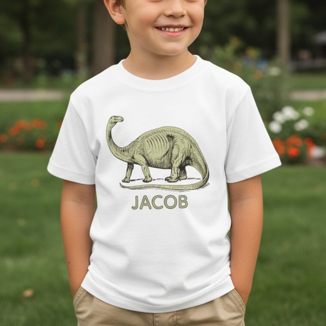 Camiseta de Niño Dinosaurio con Nombre Personaliza (Personalized dinosaur t-shirt with name.)