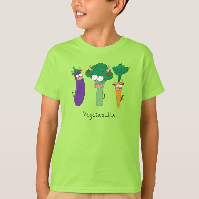 Camiseta de niño divertida con toros vegetarianos (Anverso)