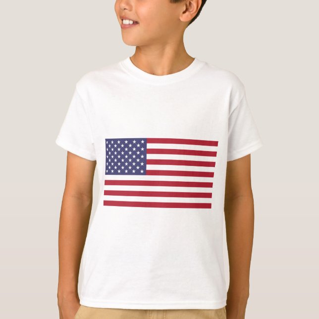camiseta de niño patriótico azul rojo con bandera  (Anverso)