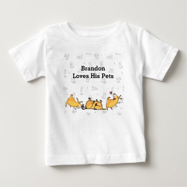 Camiseta de niño pequeño con perros adorables (Anverso)