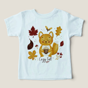 Camiseta de niño pequeño Kawaii de ardilla otoñal
