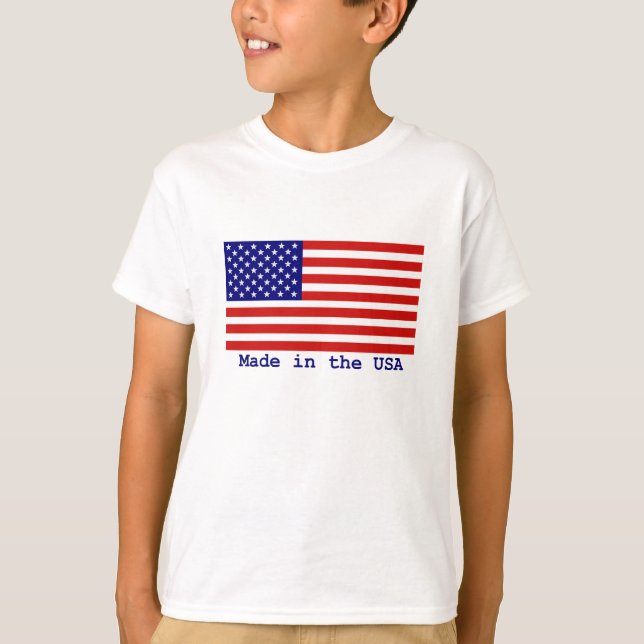 Camiseta de niños con bandera estadounidense hecha (Anverso)