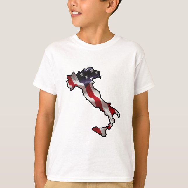 Camiseta de niños con bandera norteamericana itali (Anverso)