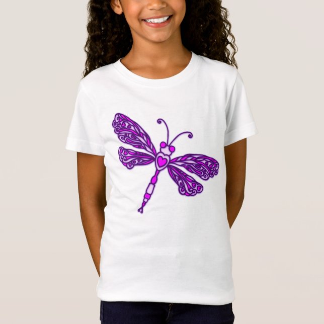 Camiseta de niños con estilo de dragonfly morado (Anverso)