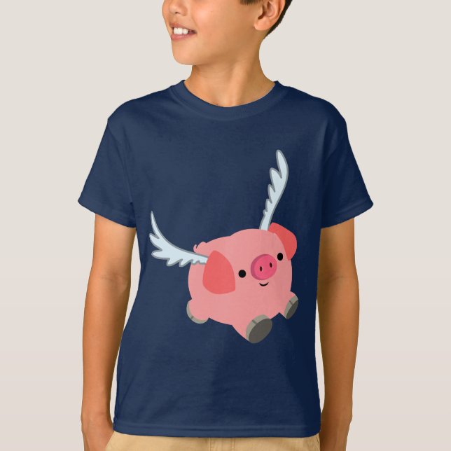 Camiseta de niños de cerdo Personalizado alada (Anverso)