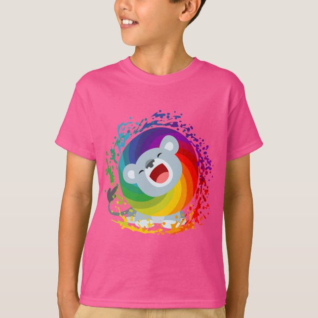 Camiseta de niños de león blanco arco iris Persona (Anverso)