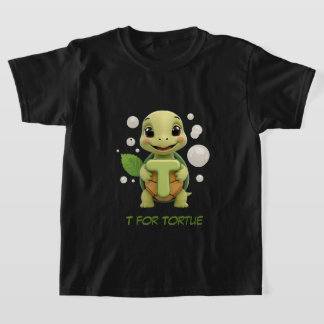 Camiseta de niños de tortuga linda | T es para Tor