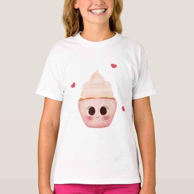 Camiseta de niños Kawaii Cupcake (Anverso)