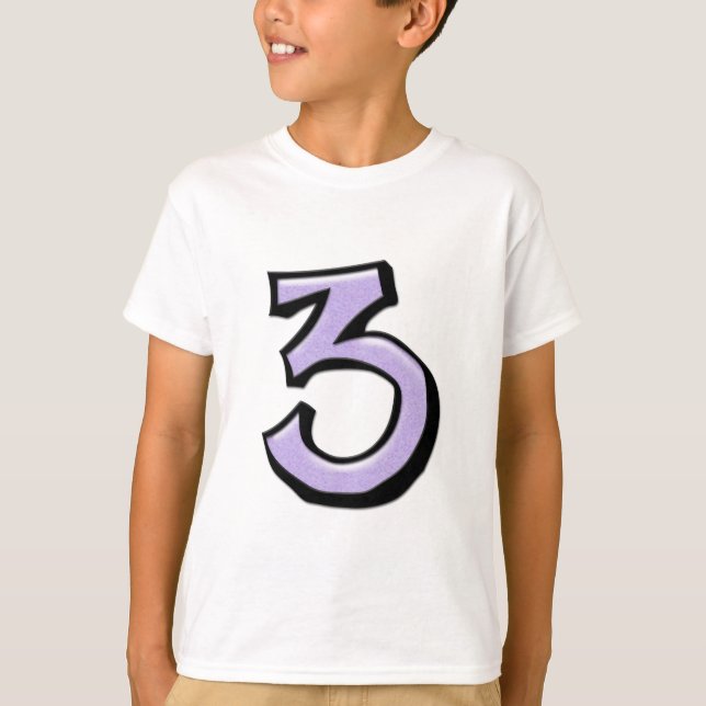 Camiseta de niños lavanda número 3 (Anverso)