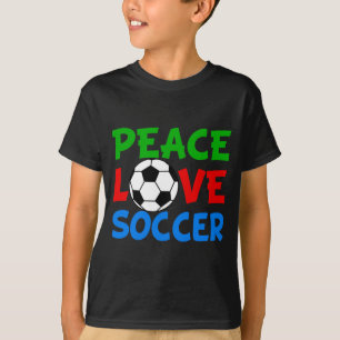 Camiseta de niños lindos fútbol paz amor 