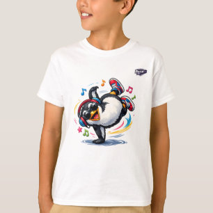 Camiseta de niños pingüino genial de breakdancing