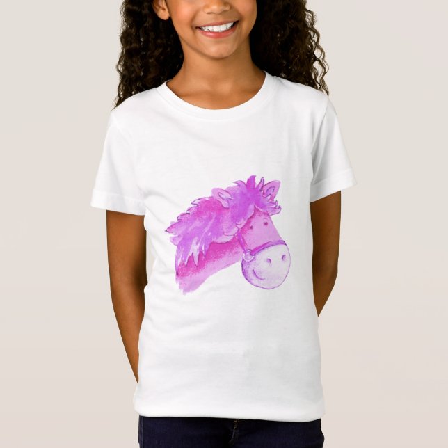 Camiseta de niños pony face púrpura rosa (Anverso)