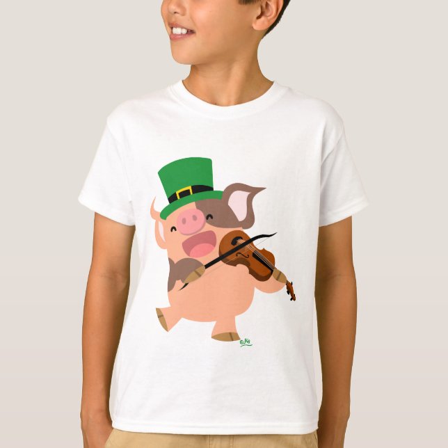 Camiseta de niños porcinos violinistas del Día de  (Anverso)