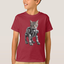 Camiseta de niños robot gris atigrado lindo