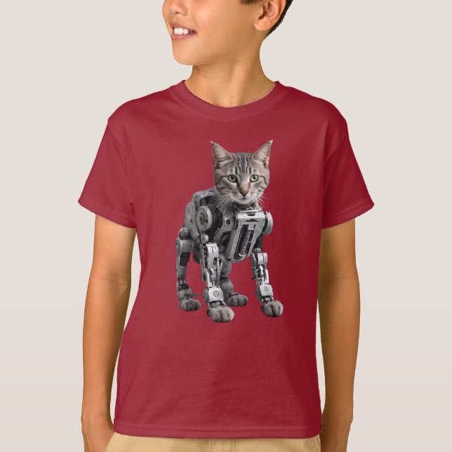 Camiseta de niños robot gris atigrado lindo (Anverso)