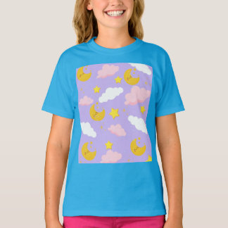 Camiseta de Noche de Cielo con Nubes y Estrellas d