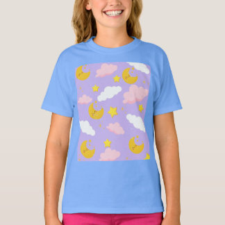 Camiseta de Noche de Cielo con Nubes y Estrellas y