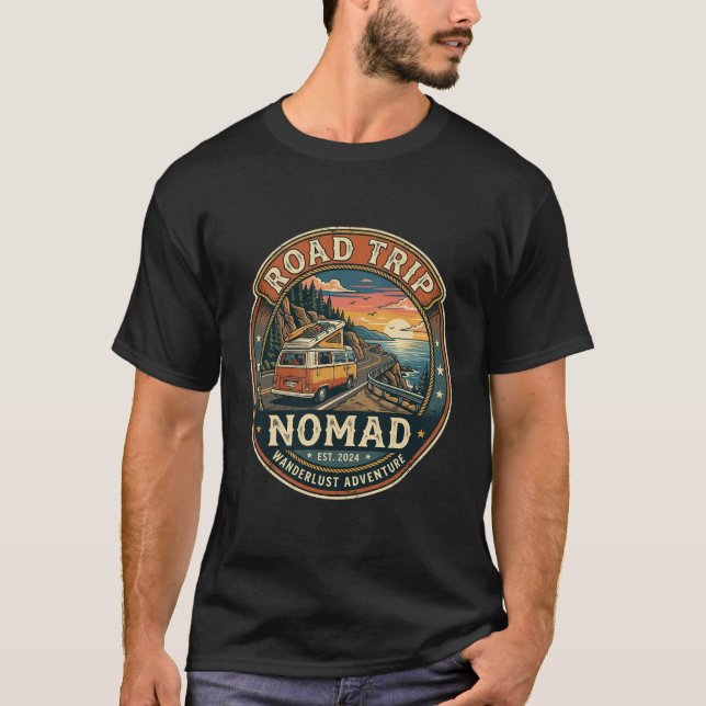 Camiseta de nómada de viaje en van (Anverso)