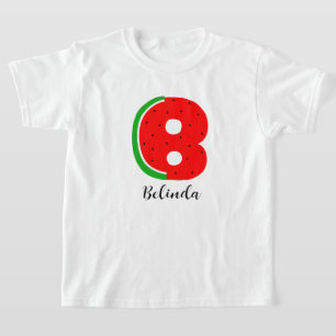 Camiseta de nombre B, sandía alfabética