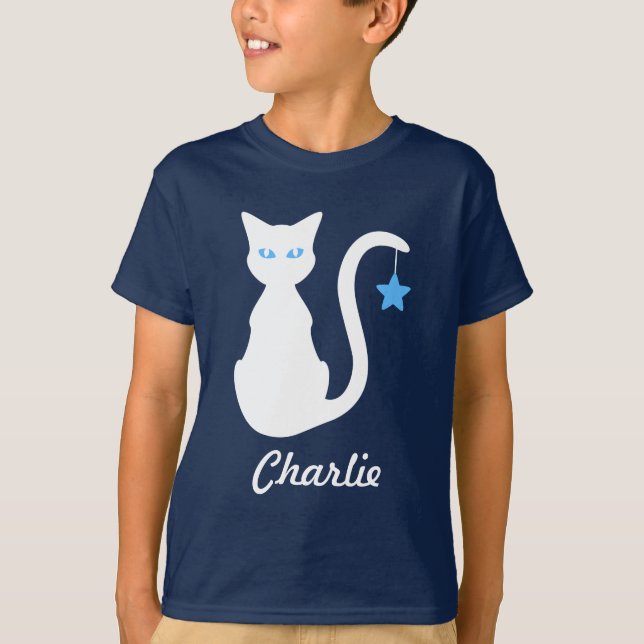Camiseta de nombre de gato blanco (secundaria) (Anverso)