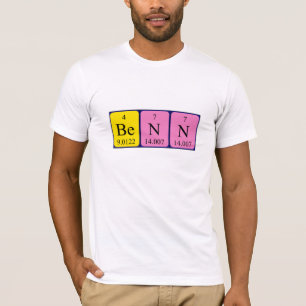 Camiseta de nombre de tabla periódica