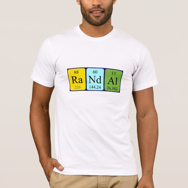 Camiseta de nombre de tabla periódica aleatoria (Anverso)