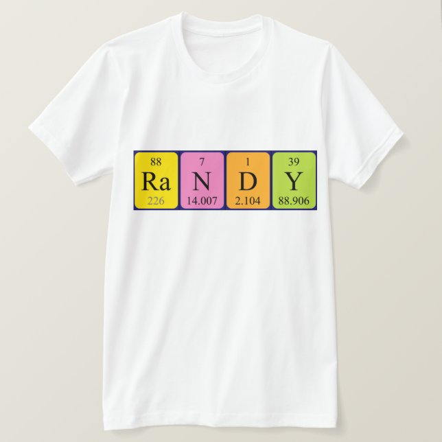 Camiseta de nombre de tabla periódica aleatoria (Anverso del diseño)