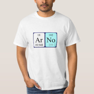 Camiseta de nombre de tabla periódica Arno