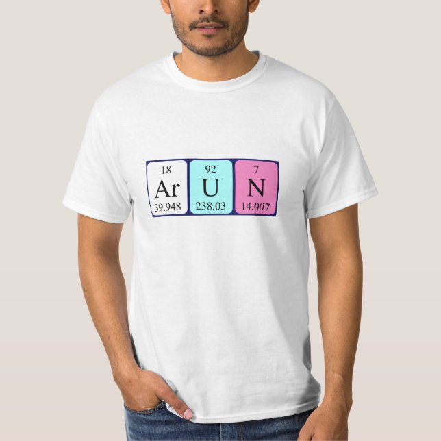 Camiseta de nombre de tabla periódica Arun (Anverso)