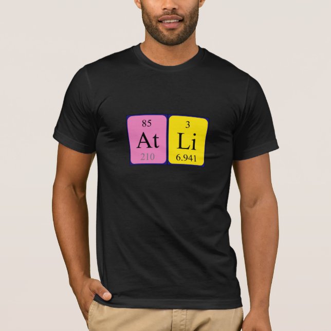 Camiseta de nombre de tabla periódica Atli (Anverso)