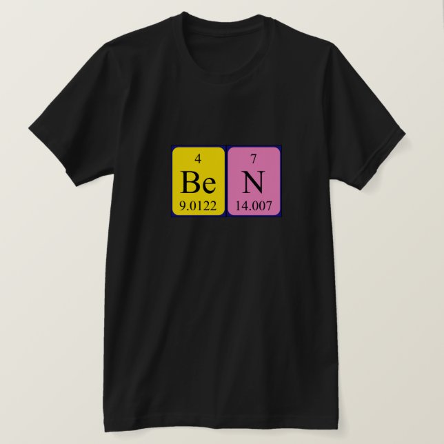 Camiseta de nombre de tabla periódica Ben