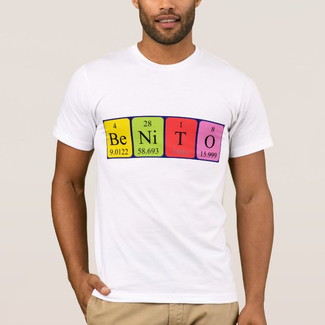 Camiseta de nombre de tabla periódica Benito (Anverso)
