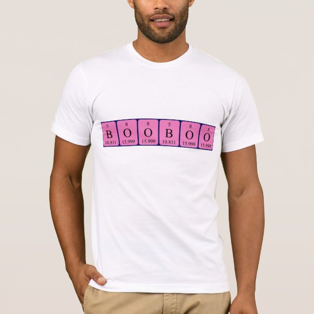 Camiseta de nombre de tabla periódica Booboo (Anverso)
