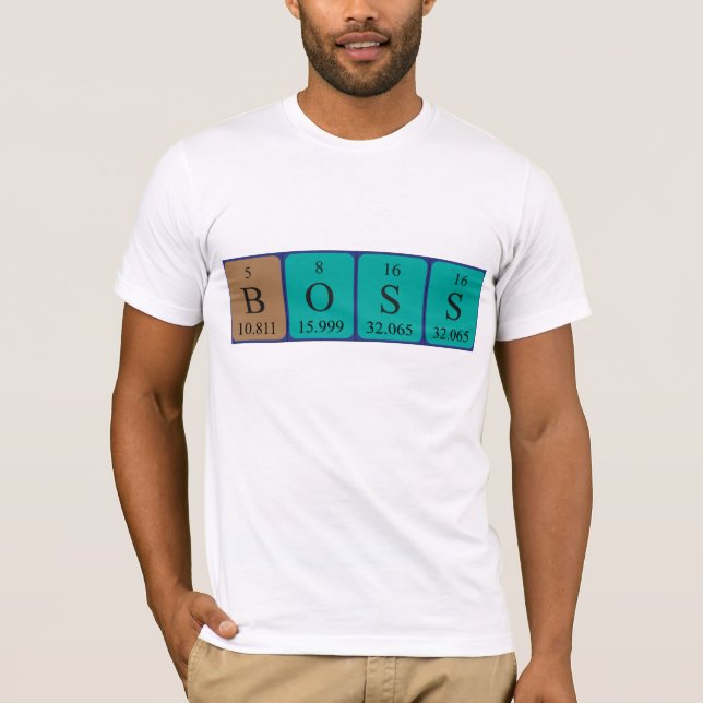 Camiseta de nombre de tabla periódica Boss (Anverso)