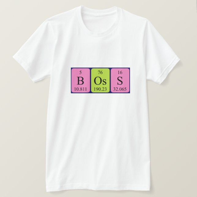 Camiseta de nombre de tabla periódica Boss (Anverso del diseño)