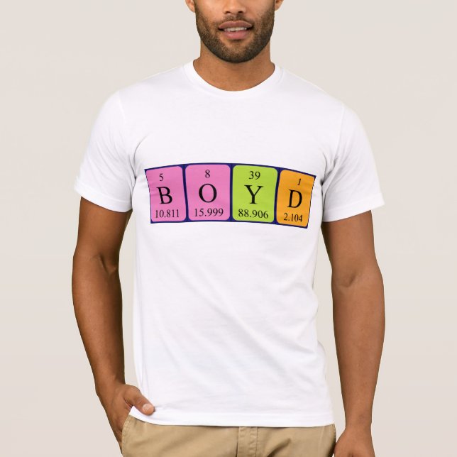 Camiseta de nombre de tabla periódica Boyd (Anverso)