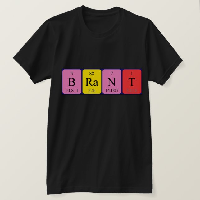 Camiseta de nombre de tabla periódica Brant (Anverso del diseño)