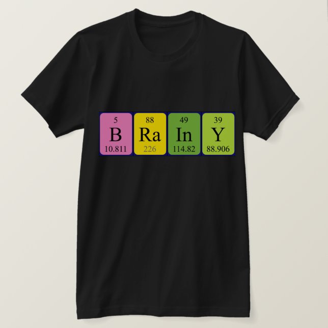 Camiseta de nombre de tabla periódica brillante (Anverso del diseño)