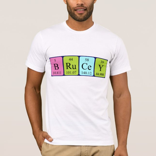 Camiseta de nombre de tabla periódica Brucey (Anverso)