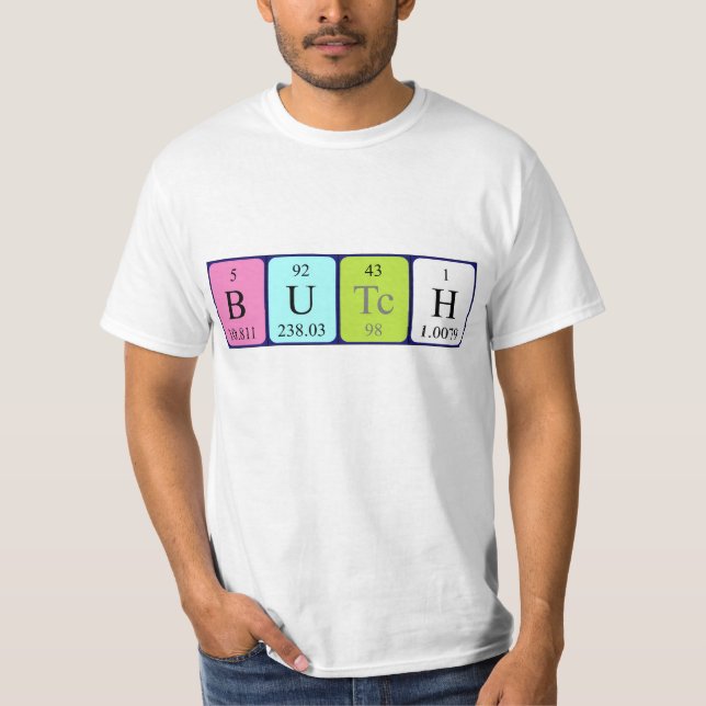 Camiseta de nombre de tabla periódica Butch (Anverso)