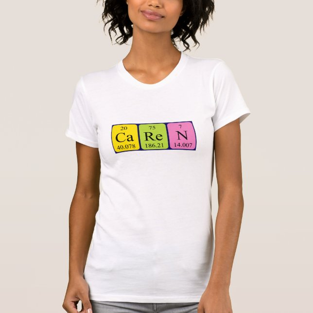 Camiseta de nombre de tabla periódica Caren (Anverso)