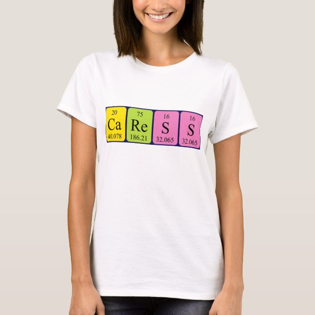 Camiseta de nombre de tabla periódica Caress (Anverso)